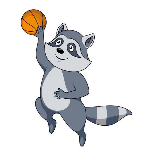 Cartoon raccoon player with ball - Vector, Image