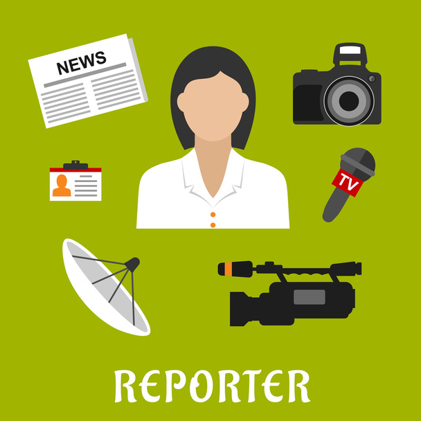 Reporter profession flat icons and symbols - ベクター画像