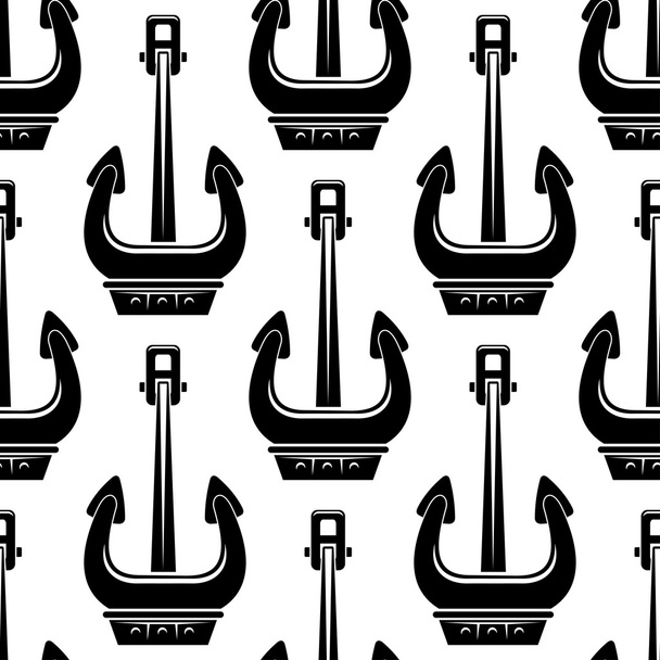 Seamless pattern with black ship anchors - Διάνυσμα, εικόνα