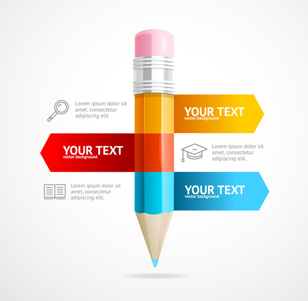Pencil Infographic Education Concept. Vector - Vetor, Imagem