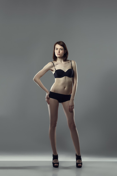 Studio photo of model in underwear on casting - Foto, afbeelding