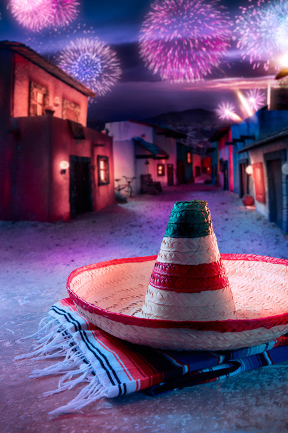 Sombrero mexicano "sombrero" en un "serape
" - Foto, imagen