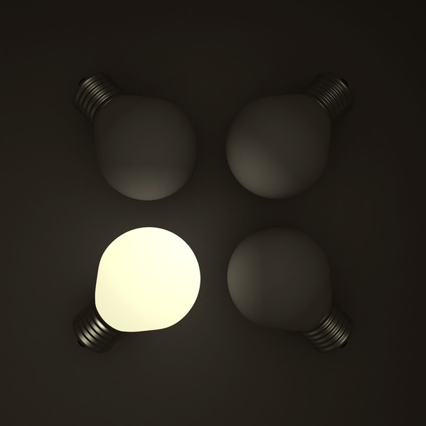 暗闇の中の電球 - 写真・画像