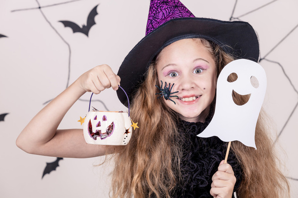 Happy girl on Halloween party - Foto, Imagem