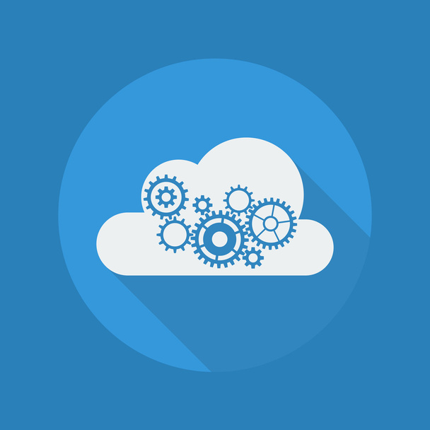Cloud Computing Icono plano. Nube con engranajes
 - Vector, Imagen