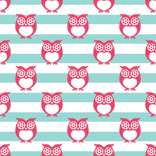 seamless cartoon owls pattern - Vector, afbeelding