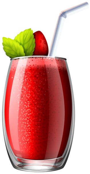 Strawberry smoothie in glass - Vector, Imagen