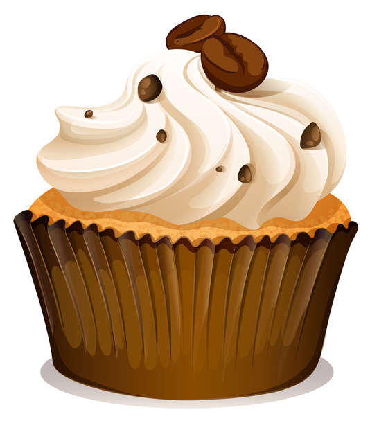 Chocolate topping cupcake on white - Vector, Imagen