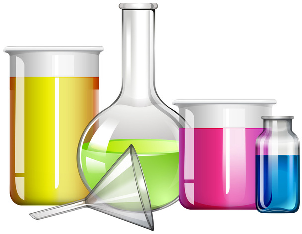 liquid substance in glass containers - Vector, Image