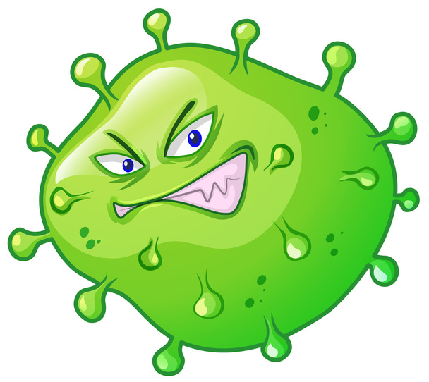 Bacteria with angry face - Vector, Image