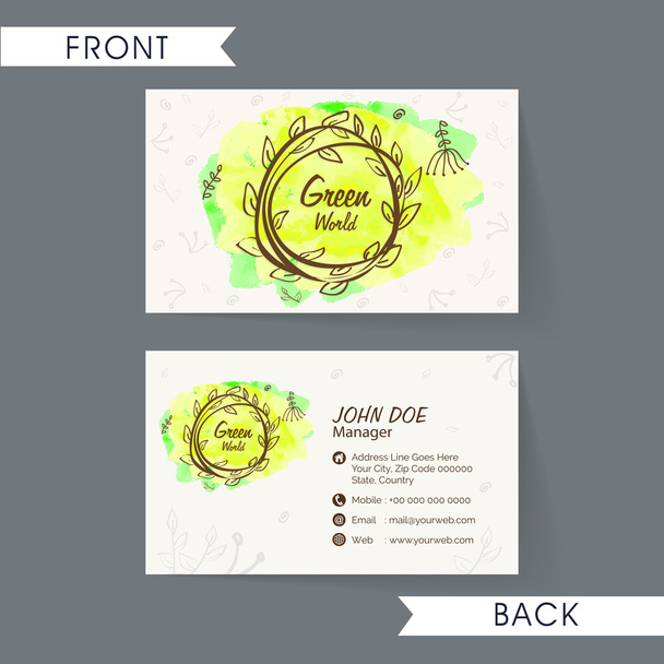 Business card for Green World. - Vector, Image