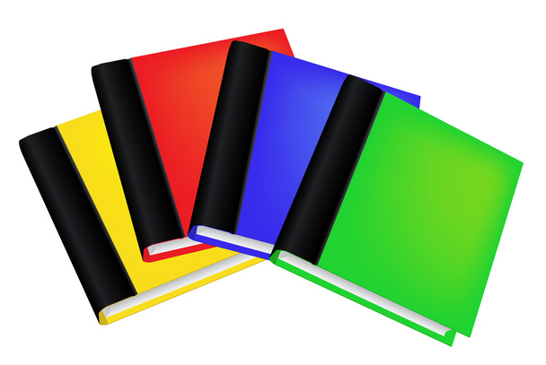 Conjunto de libros de colores realistas con cubiertas vacías. Ilustración vectorial aislada sobre fondo blanco
 - Vector, imagen