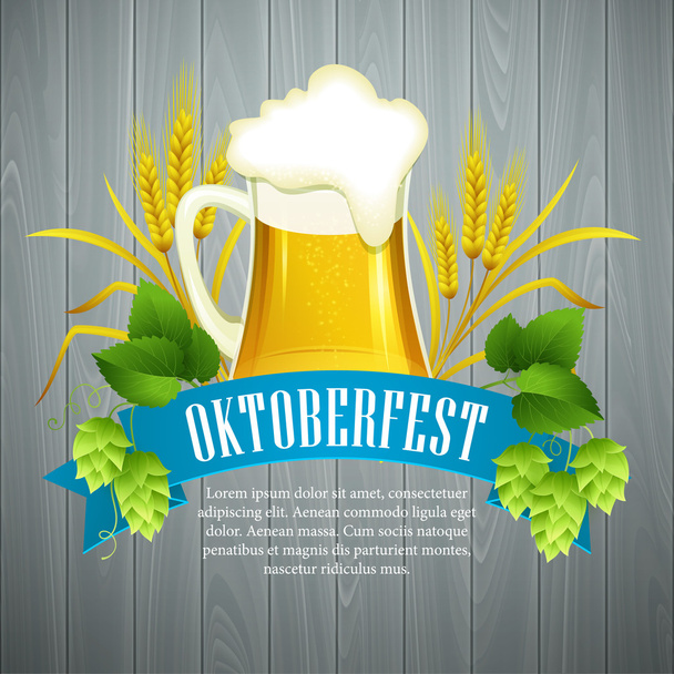 Sfondo dell'Oktoberfest con birra. Modello di poster. Illustrazione vettoriale
 - Vettoriali, immagini