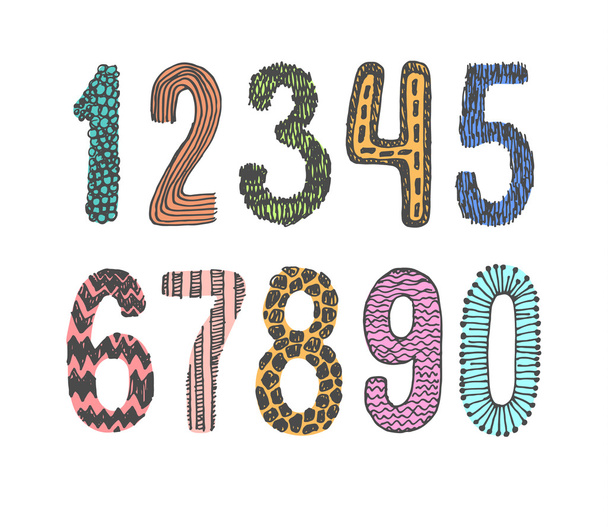 doodle numbers set - Vector, Image