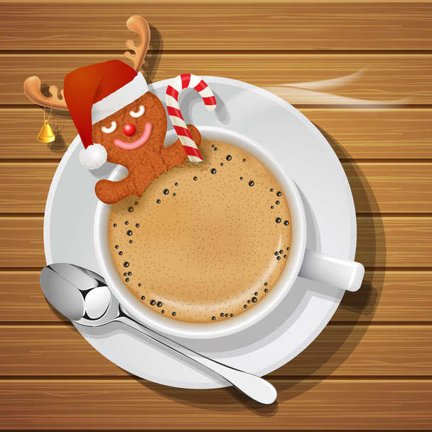 Lebkuchen mit Weihnachtsmann-Hut und Rentierhörnern in einer Schale - Vektor, Bild