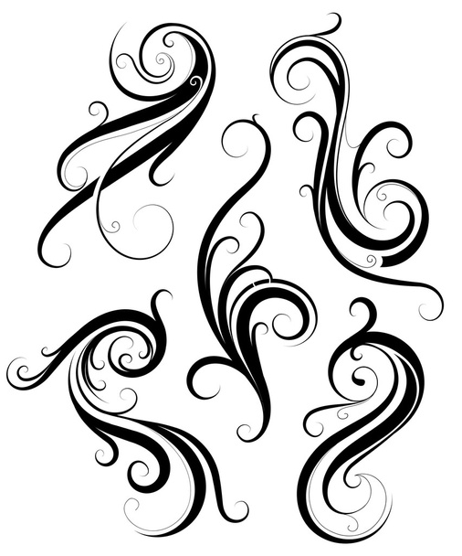 Calligraphic scrolls design elements - Вектор,изображение