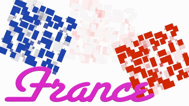 Прапор Франції з геометричних фігур і тексту Франції - Фото, зображення