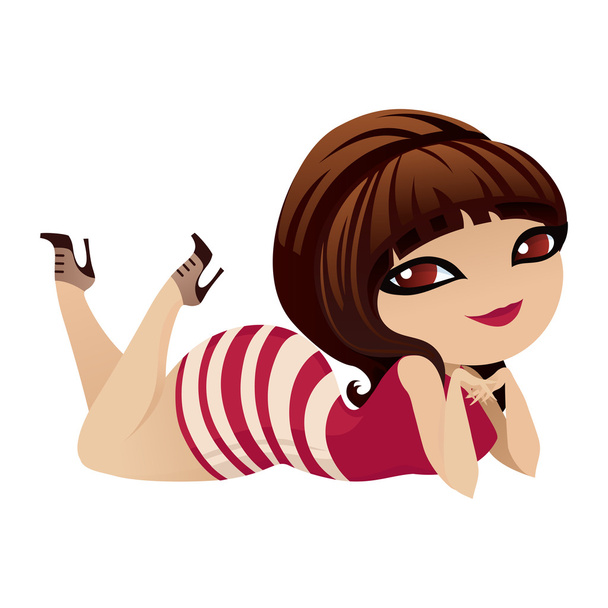 Charming girl in pin-up style - Vector, afbeelding