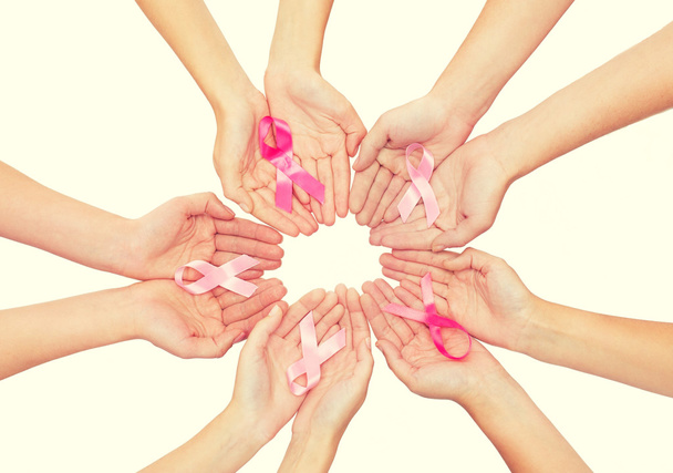 gros plan des mains avec symbole de sensibilisation au cancer
 - Photo, image