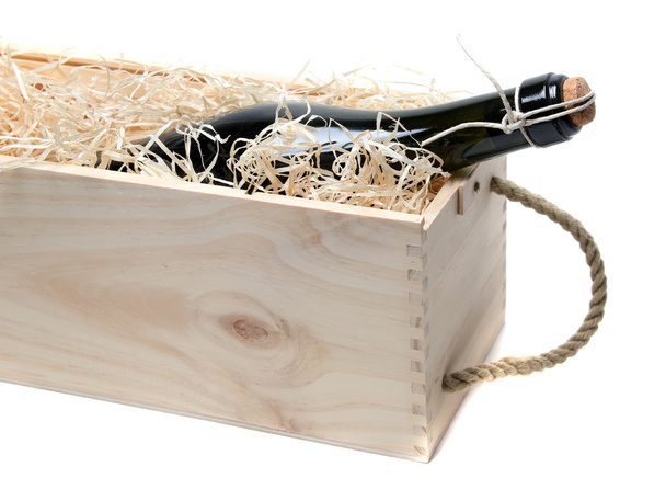 Champagne in wooden box - Photo, Image