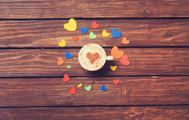 Cup of coffee with heart shapes - Zdjęcie, obraz