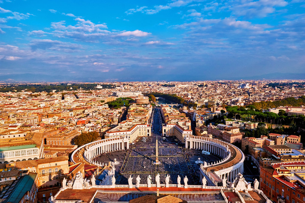 Panoramic view of city of Rome and St. Peter's Square from top of the dome of the basilica of St. Peter - Fotó, kép