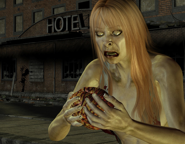 Mujer Zombie con cerebro
 - Foto, imagen
