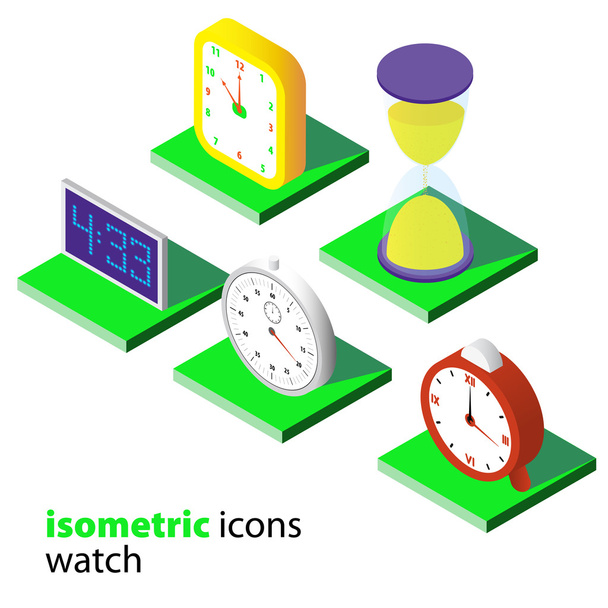 Isometric icons clock - Vector, Image