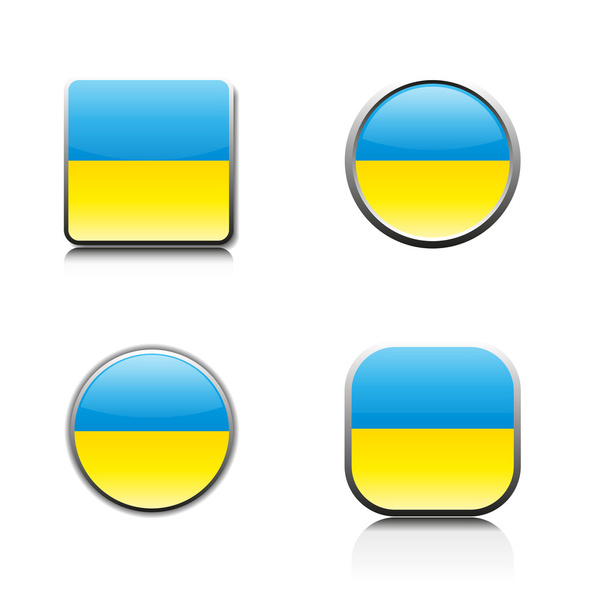 Glass buttons with a Ukrainian flag vector illustration. - Vektör, Görsel