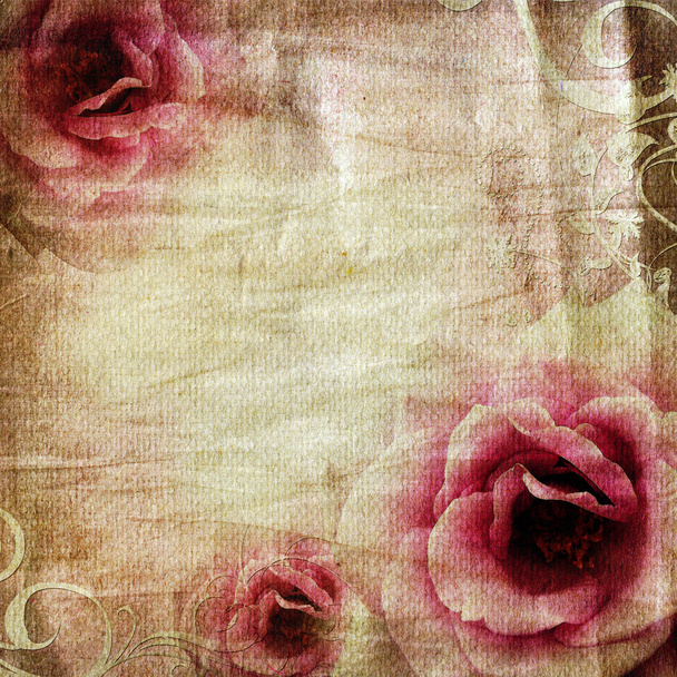 Card for congratulation or invitation with roses - Фото, зображення