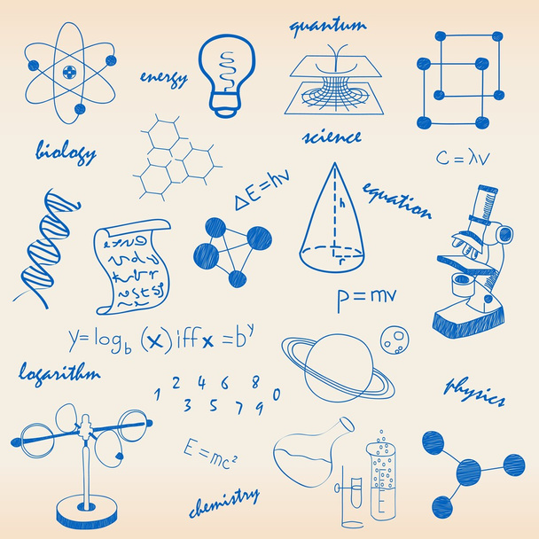 Iconos de ciencia dibujados a mano
 - Vector, imagen