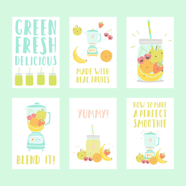 Set of six nice smoothie cards.  - Vector, imagen