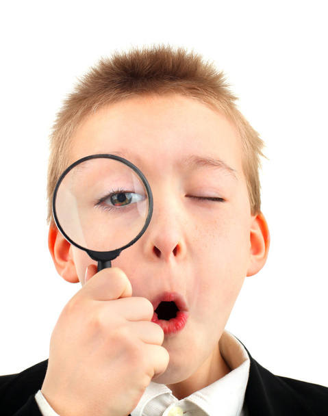 Kid with Magnifying Glass - Фото, изображение