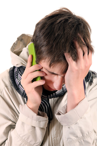 Sad Young Man with Cellphone - Фото, изображение
