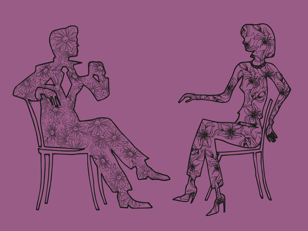 Illustration meeting. Man and woman on a date. - Vector, Image