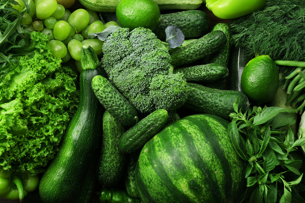 Green fruits and vegetables background - Zdjęcie, obraz