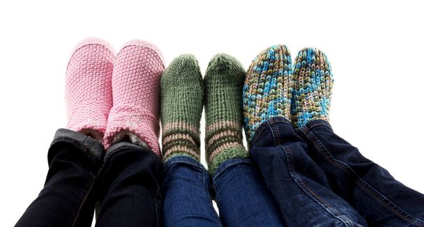 Human feet in knitted socks - Foto, Imagem