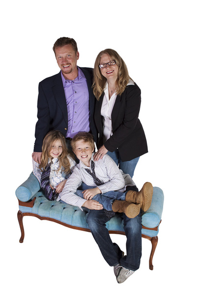 Carino famiglia posa su sfondo bianco
 - Foto, immagini