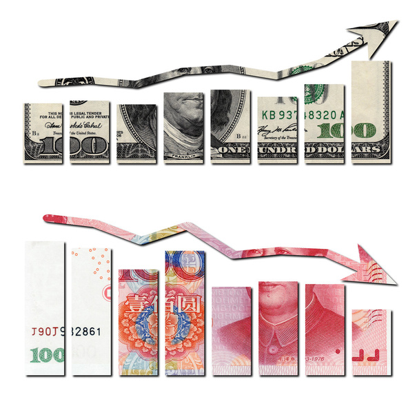 Usd up and rmb down graphics,financial concept - 写真・画像