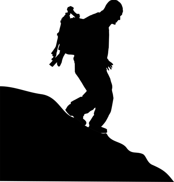 Hombre caminando en la montaña
 - Vector, Imagen