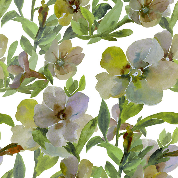 Watercolor illustration of petunia flowers seamless pattern - Φωτογραφία, εικόνα