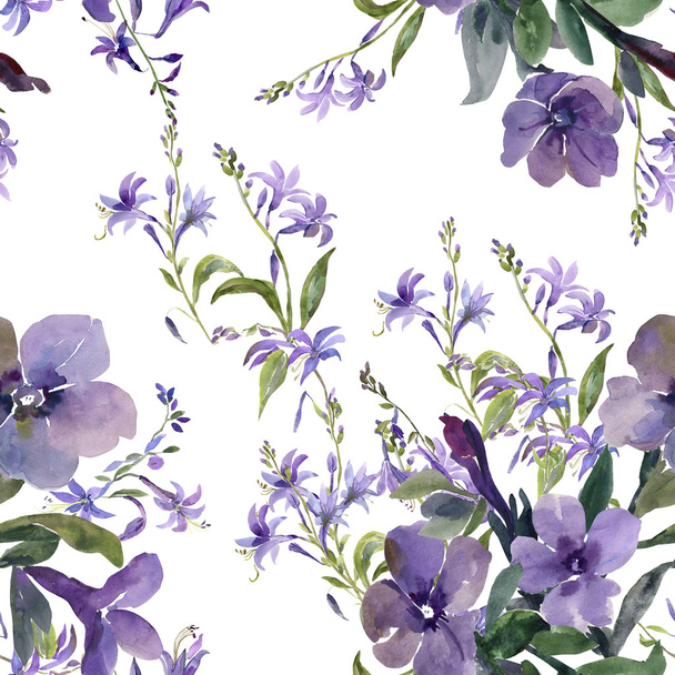Акварельная иллюстрация цветков петунии
 - Фото, изображение