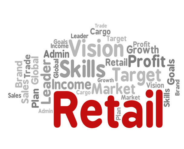 Retail Word Represents Market Marketing And Retailing - Foto, afbeelding