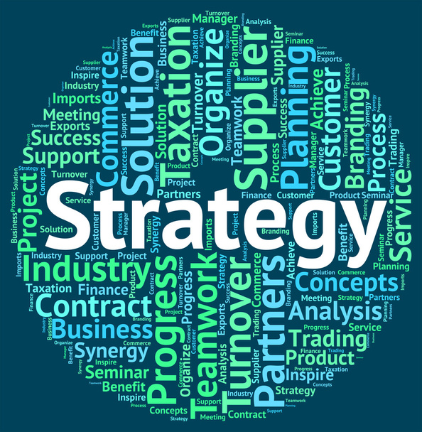 Strategy Word Represents Strategies Tactics And Solutions - Foto, afbeelding