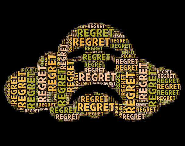 Regret Word Means Apologetic Rue And Wordclouds - Fotó, kép