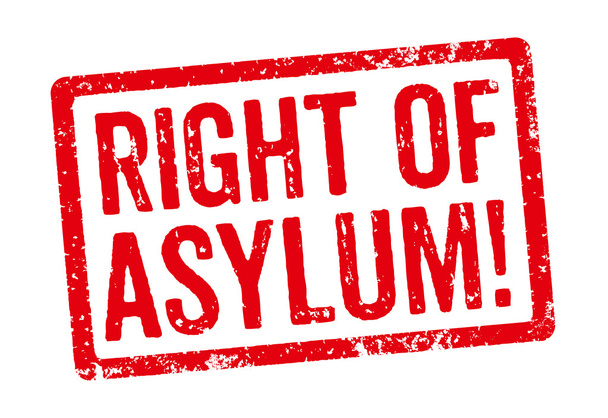 Red stamp - Right of Asylum - Zdjęcie, obraz