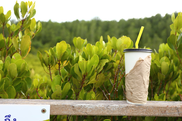 Papier cup en mangrove gouden. - Foto, afbeelding