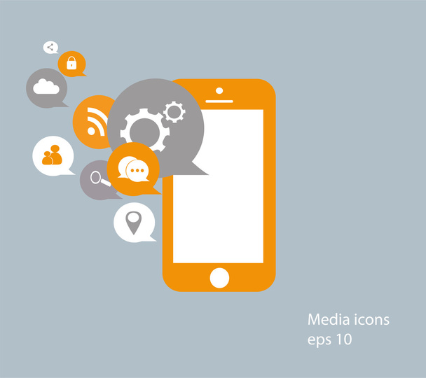 Mobile phone media icon vector modern design - Vector, afbeelding