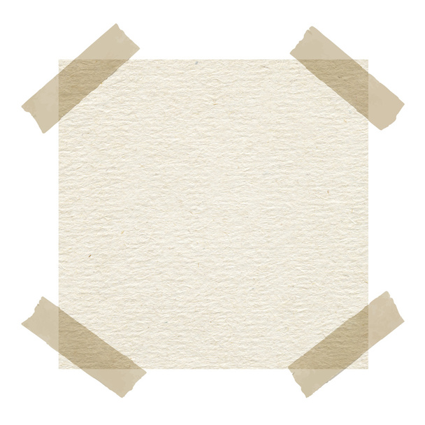 Beige note paper with adhesive tape on white background - Fotoğraf, Görsel