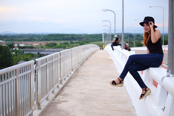 Woman on bridge - Photo, Image